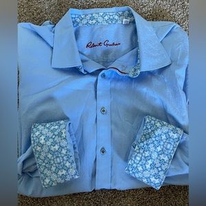 Robert Graham Blue Geometric All Over Print with Flip Cuff 3XL